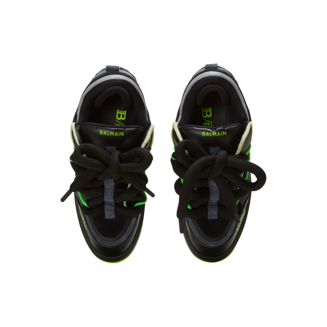 B-COURT PUFFY SKATE SNEAKERS IN CALFSKIN AND SUEDE BLACK - Image 3
