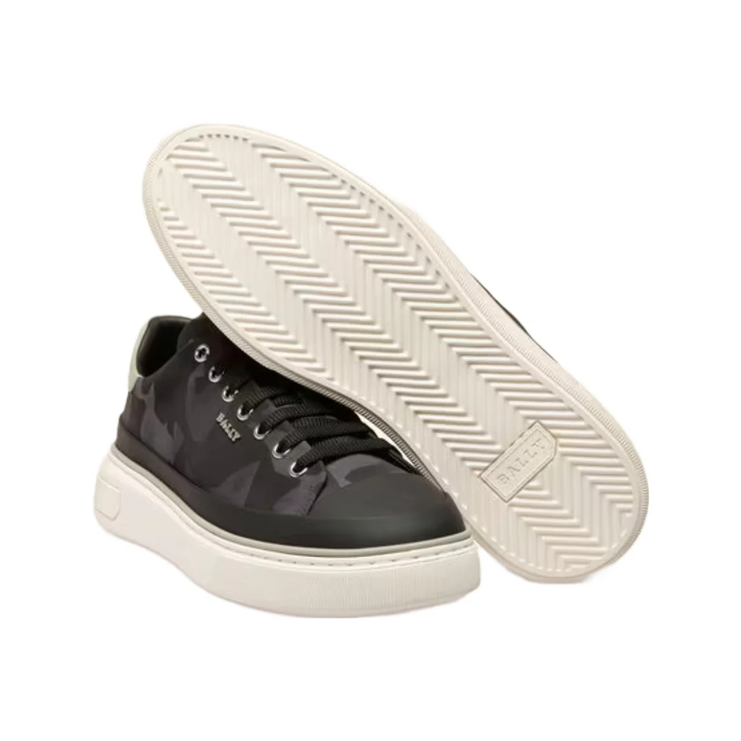 BALLY MAILY FABRIC AND LEATHER SNEAKER BLACK/GREY - Image 2