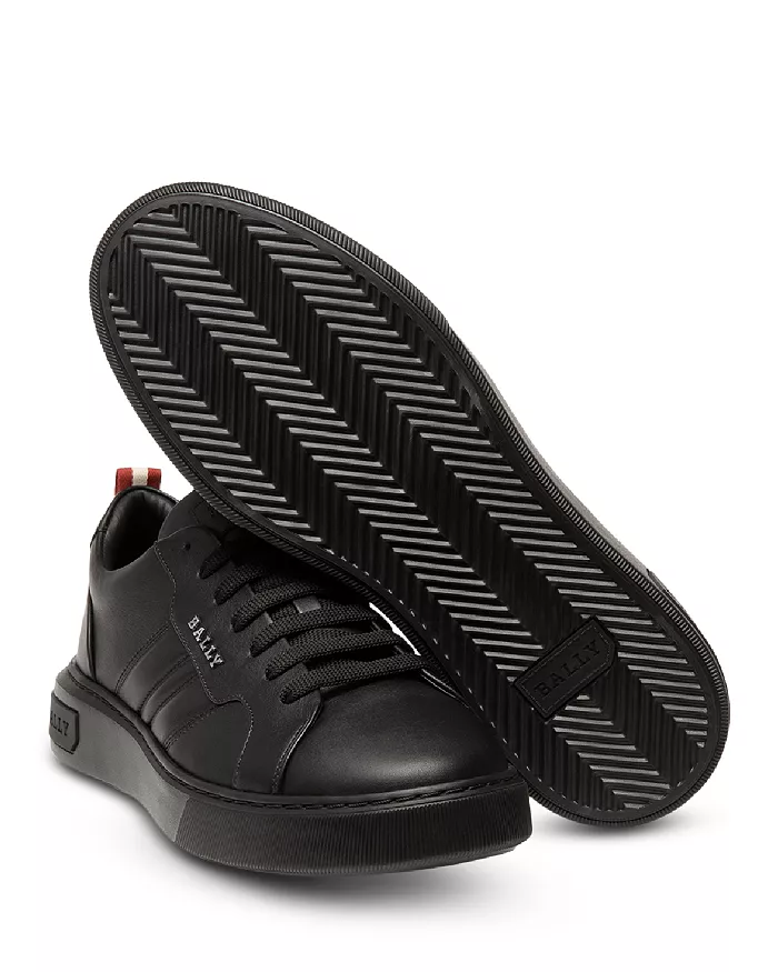 BALLY MENS NEW MAXIM LEATHER SNEAKERS IN BLACK - Image 2