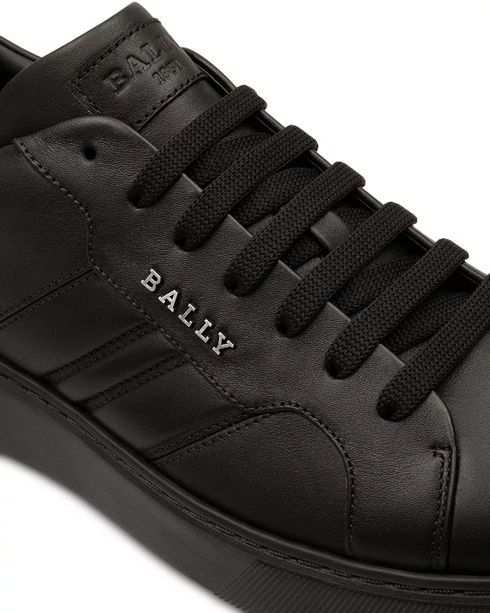 BALLY MENS NEW MAXIM LEATHER SNEAKERS IN BLACK - Image 3