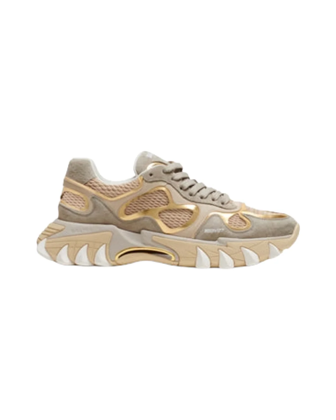 BALMAIN B-EAST TRAINER IN LEATHER, SUEDE AND MESH IN CREAM