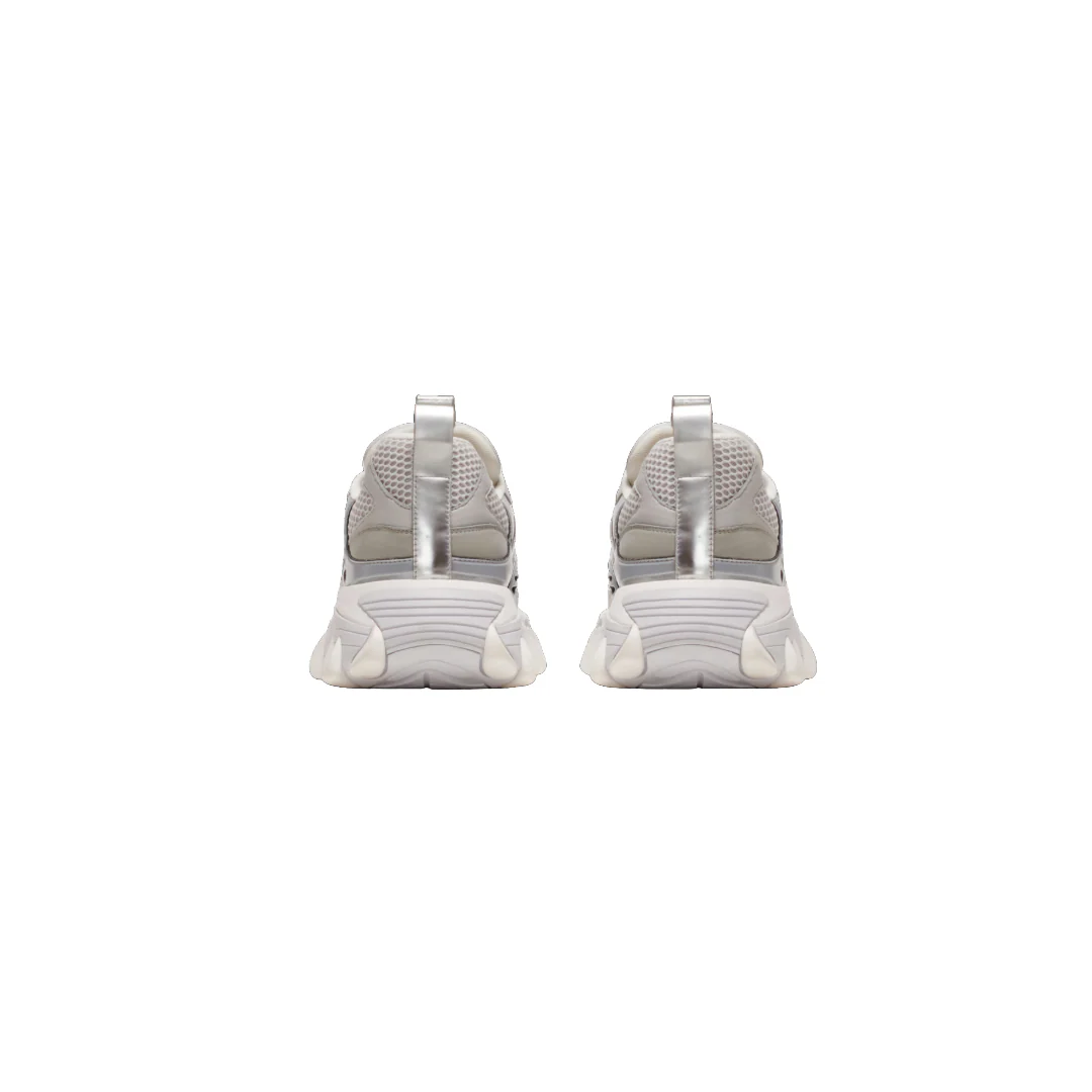 BALMAIN B-EAST TRAINERS IN TECHNICAL MATERIALS AND MESH GREY/TEAL - Image 3
