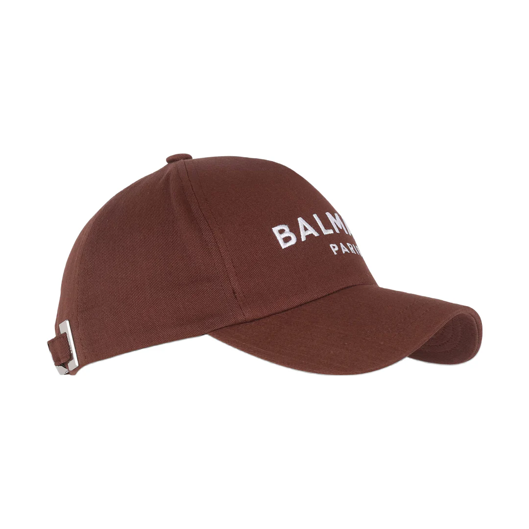 BALMAIN EMBROIDERED COTTON CAP BROWN - Image 3