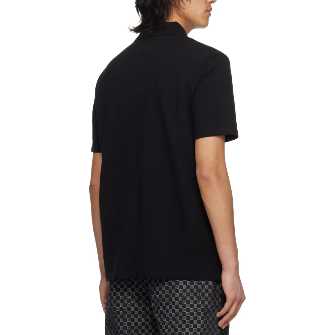 BALMAIN LAMINATED ZIPPED POLO BLACK - Image 2
