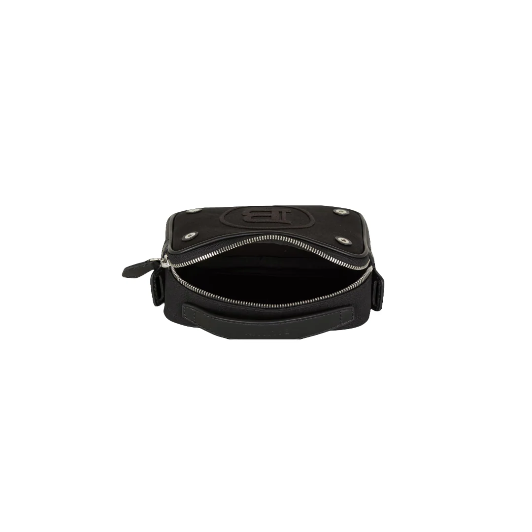 BALMAIN  MINI REPORTER BAG IN CANVAS AND LEATHER - Image 2