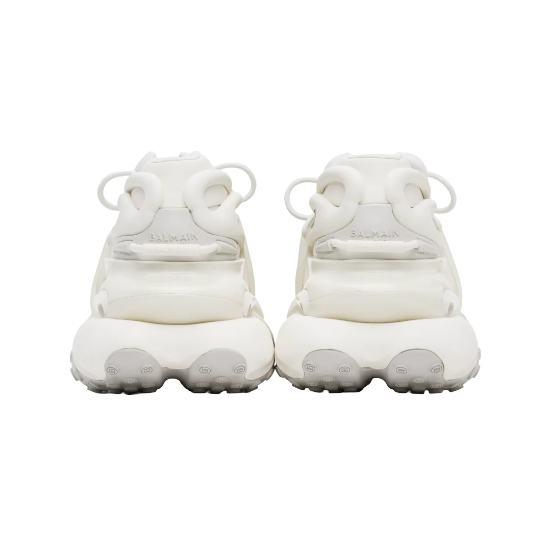 WHITE BALMAIN NEOPRENE AND LEATHER UNICORN LOW TOP SNEAKERS - Image 2