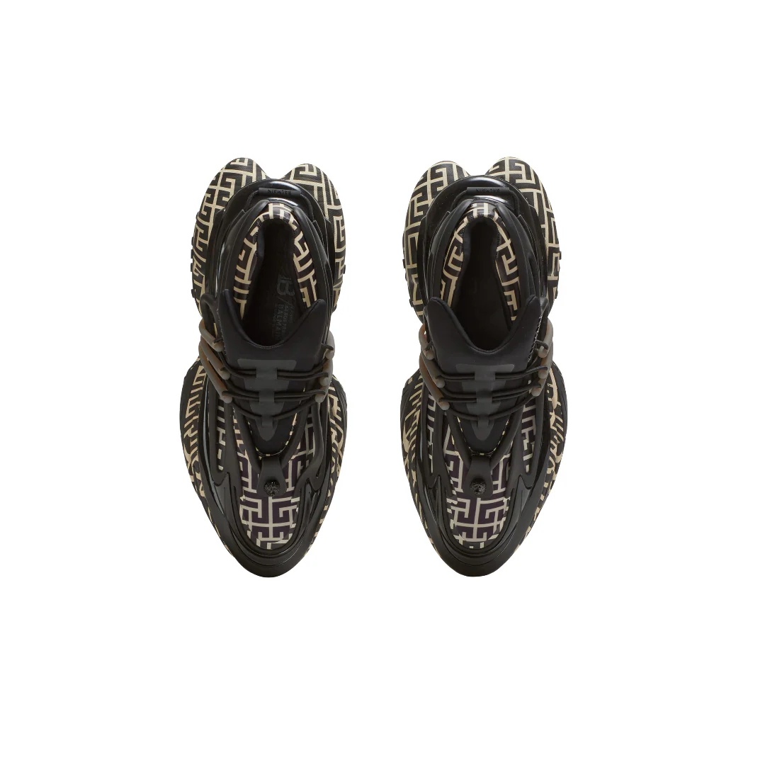 BALMAIN NEOPRENE AND LEATHER UNICORN LOW TOP SNEAKERS - Image 2