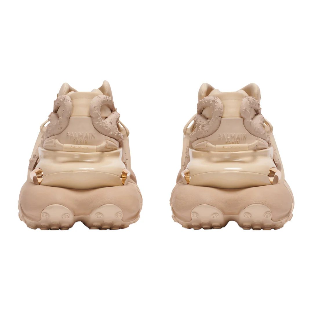 BALMAIN UNICORN LOW TOP TRAINERS IN NEOPRENE AND LEATHER BEIGE - Image 3