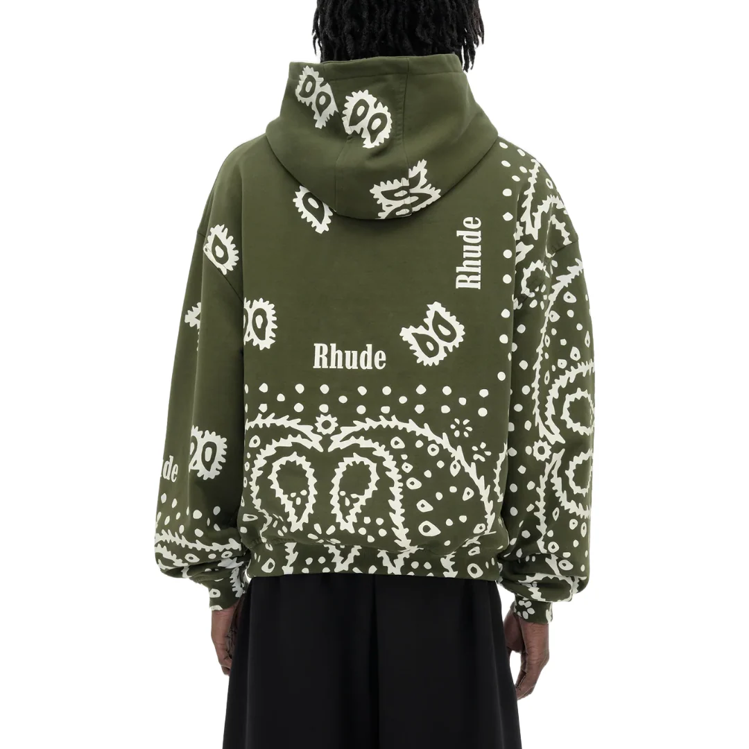 BANDANA PRINT HOODIE OLIVE - Image 4