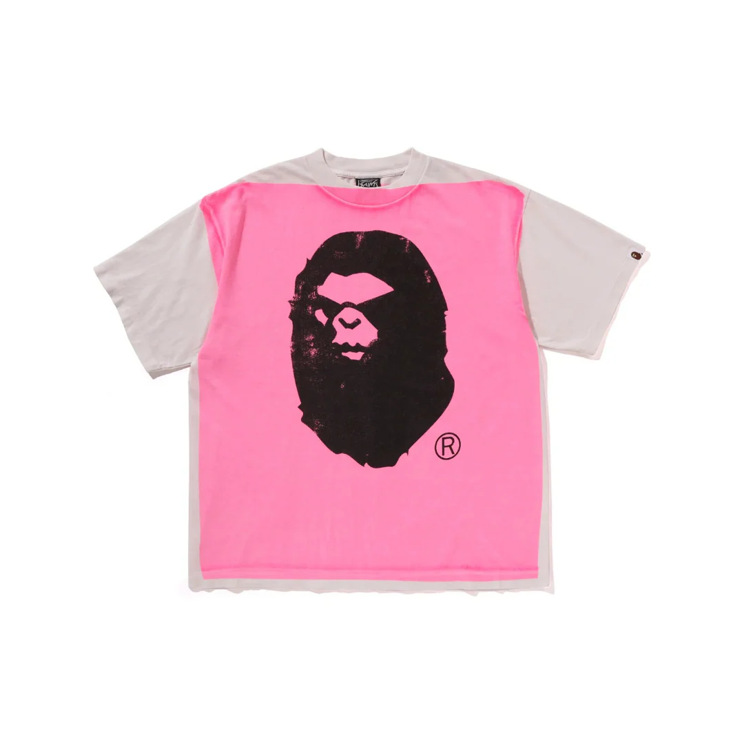 BAPE X SAINT MXXXXXX MAD FACE HANDPRINTING TEE MENS