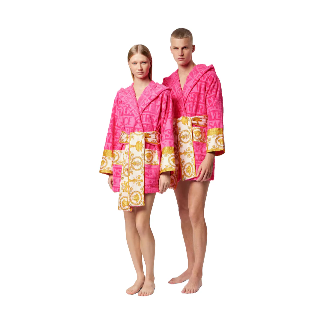 BAROQUE SHORT BATHROBE PINK - Image 3