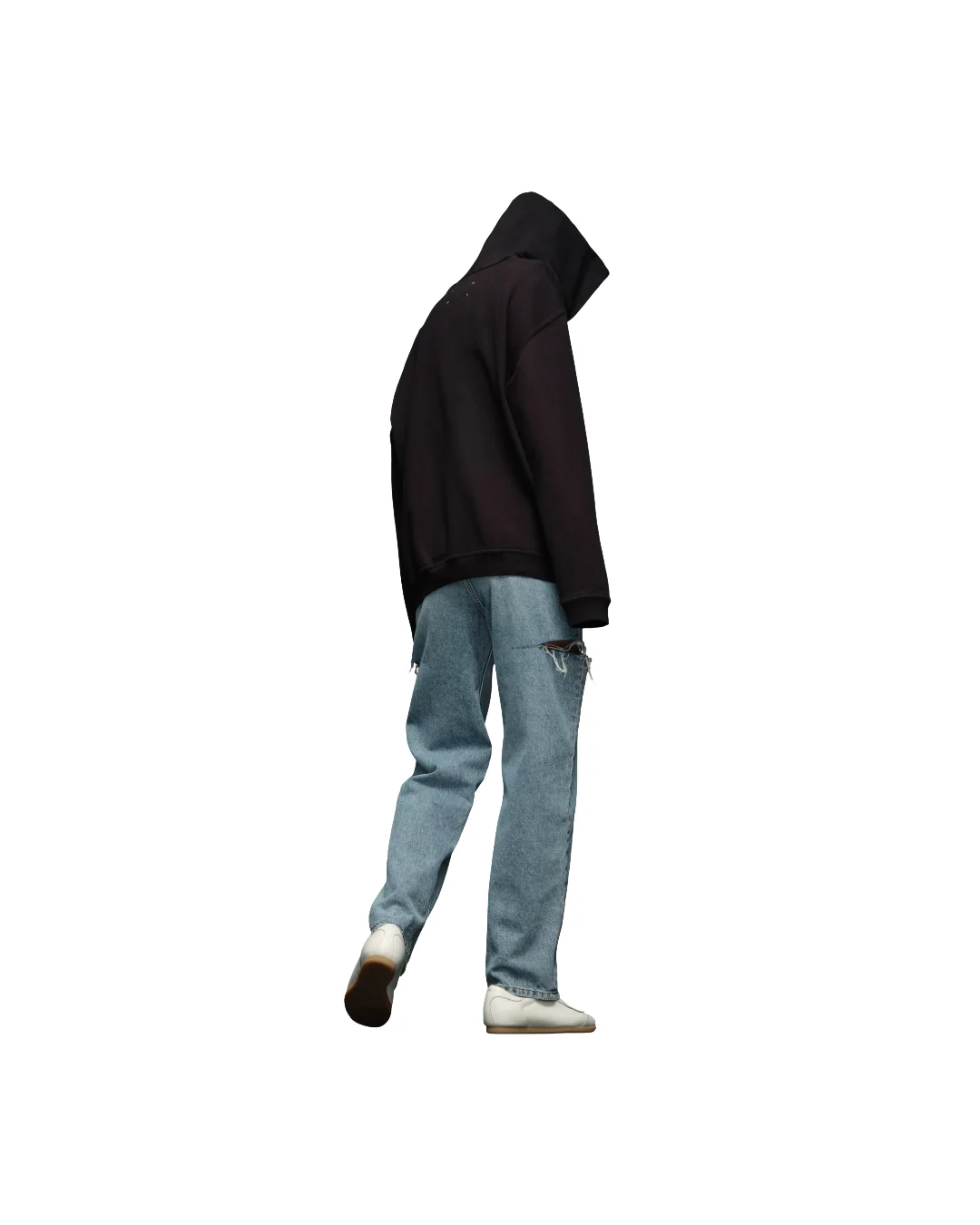 BLACK COTTON HOODED SEWATSHIRT - Image 2