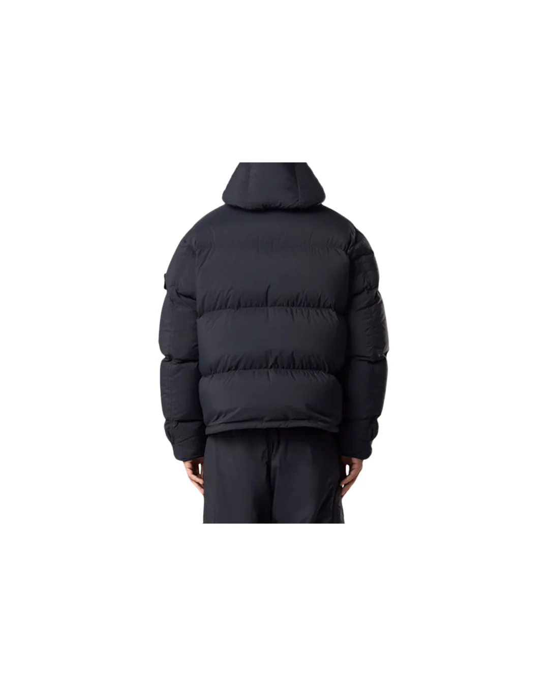 BLACK DOWN JACKET WITH HOOD - Image 2
