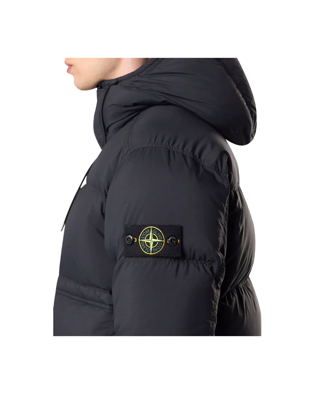 BLACK DOWN JACKET WITH HOOD - Image 3