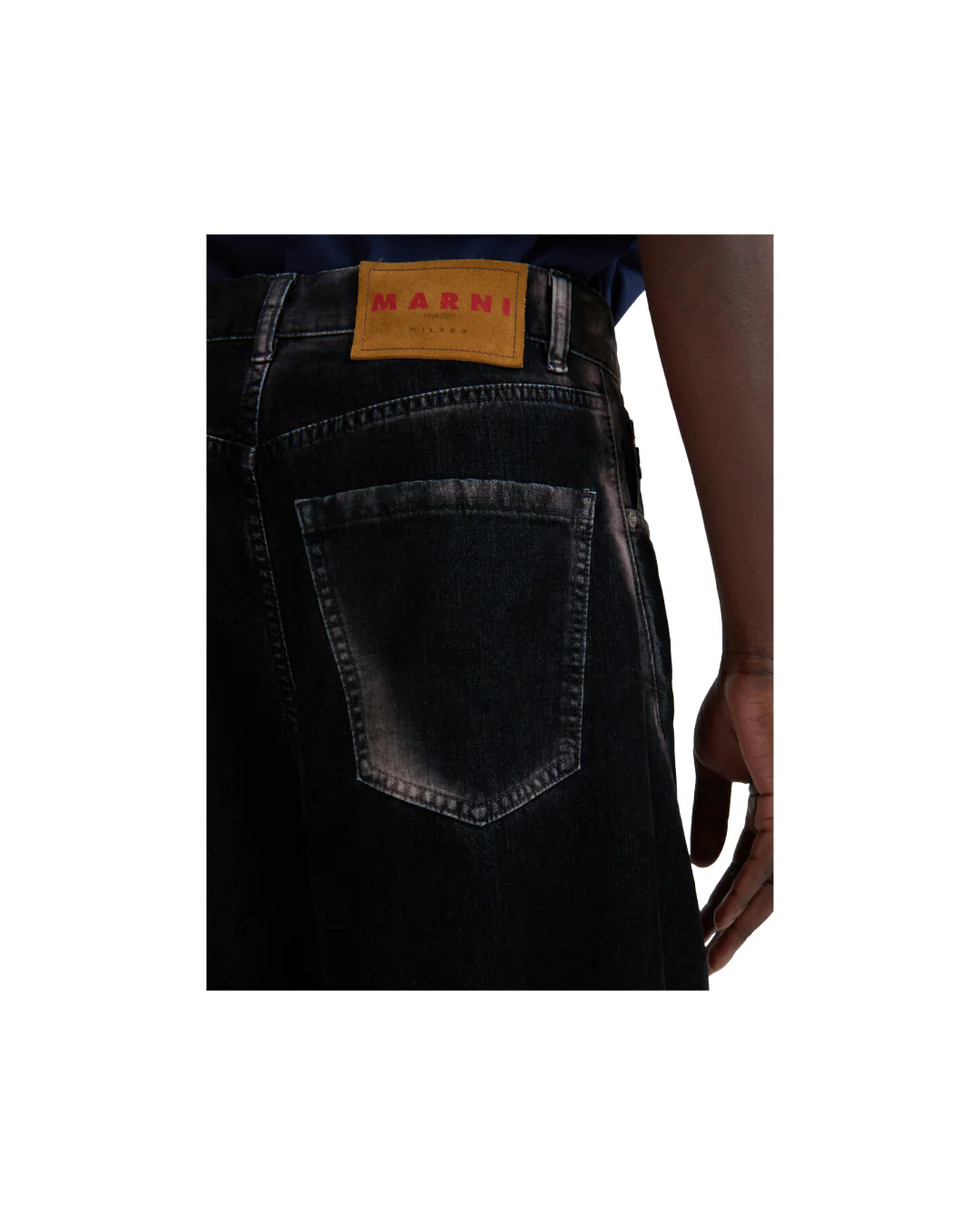 BLACK FLOCKED DENIM TWISTED JEANS - Image 2