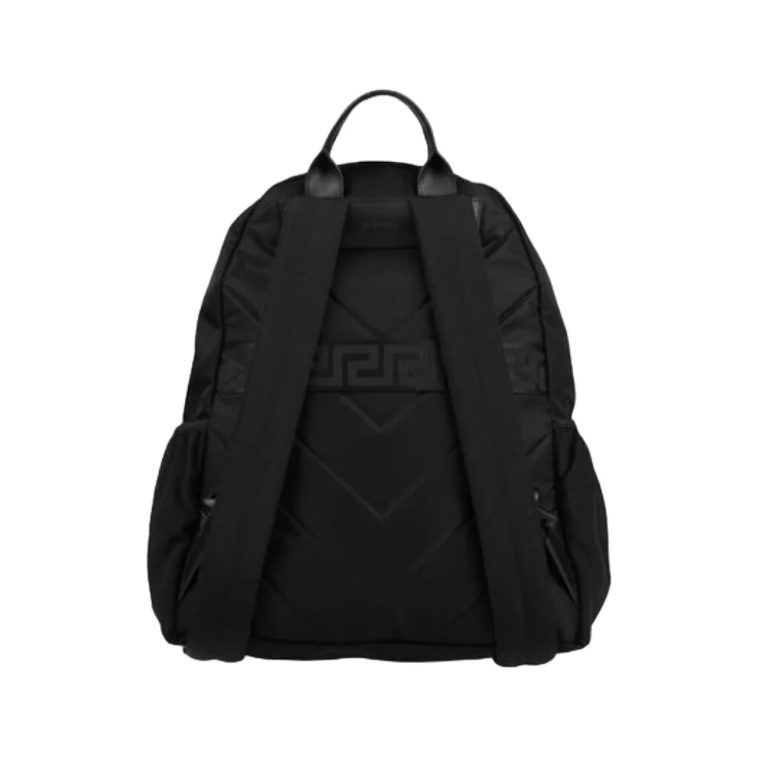BLACK NYLON BACKPACK WITH BLUE STRIPE - Image 2