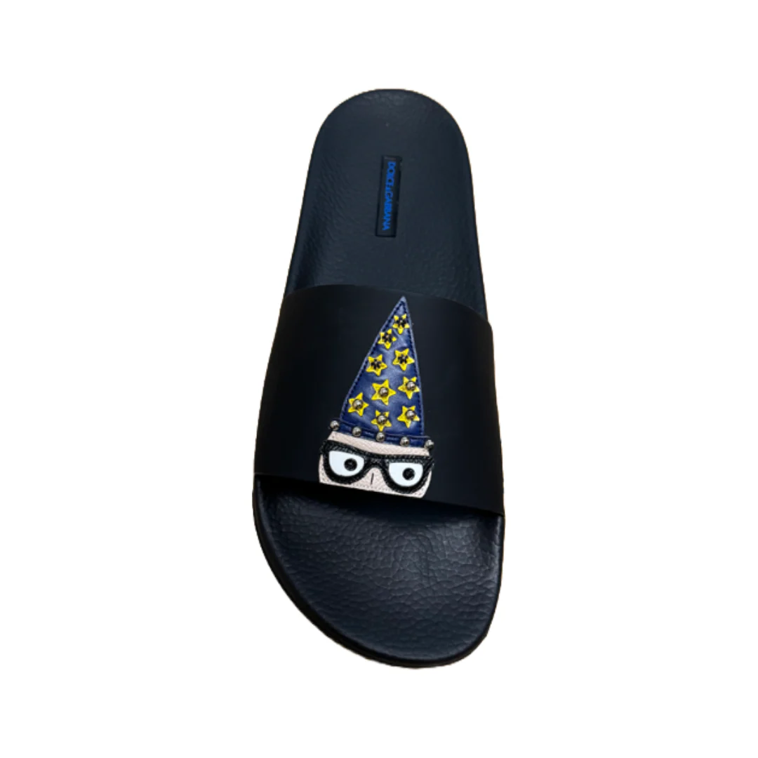 BLACK RUBBER SLIDES WITH A PATCH - Image 2