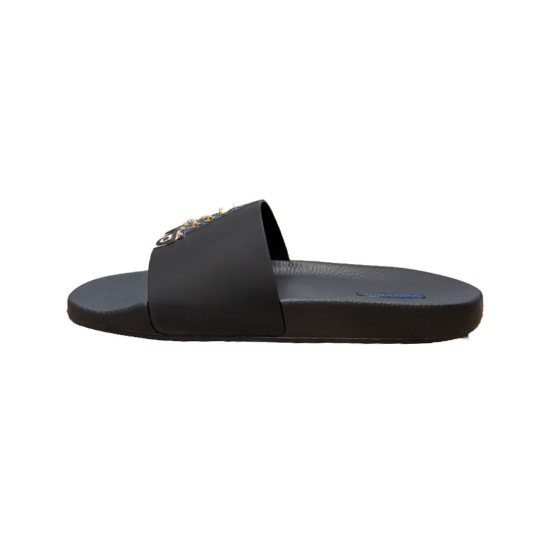 BLACK RUBBER SLIDES WITH A PATCH - Image 3