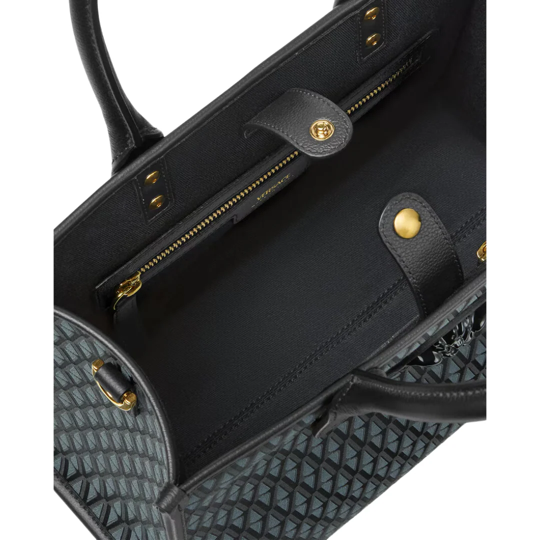 BLACK V ALLOVER LA MEDUSA SMALL TOTE - Image 3