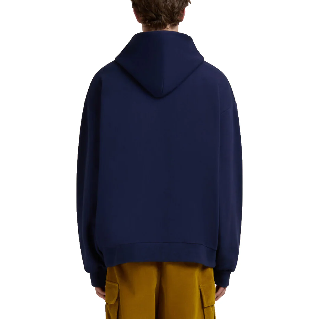 BLUE COTTON HOODIE WITH MARNI MONOLITH PRINT - Image 3