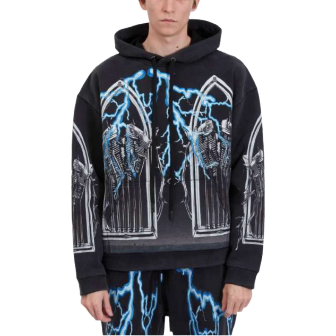 BLUE LIGHTNING ENGINE HOODED PULLOVER