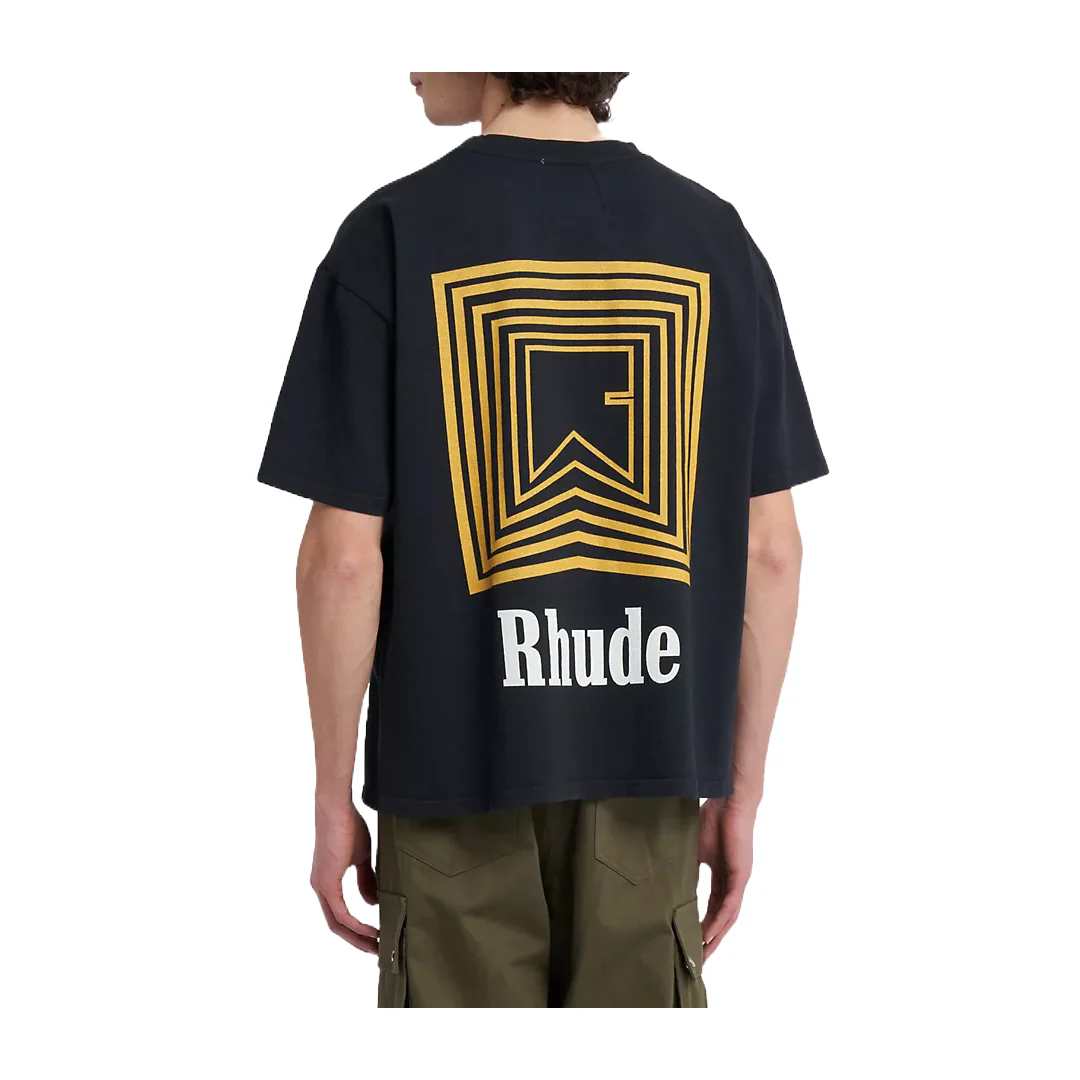 CHEVRON LOGO REPEAT COTTON SHOT SLEEVE T-SHIRT BLACK - Image 3