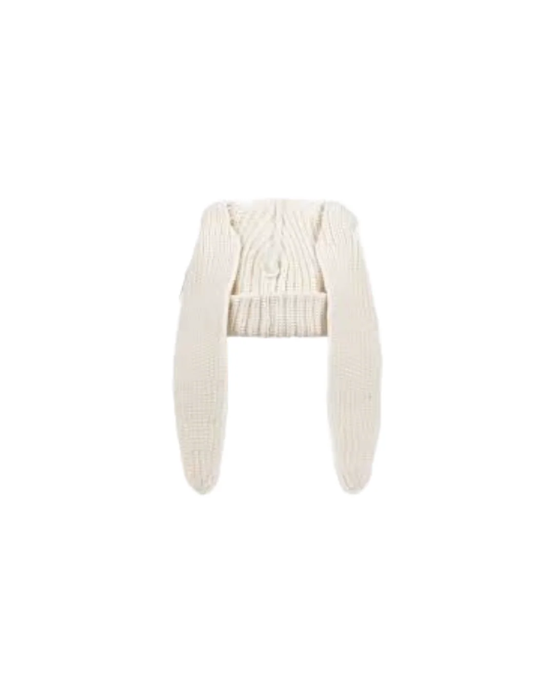 CHUNKY RABBIT EAR BEANIE IN ECRU - Image 2