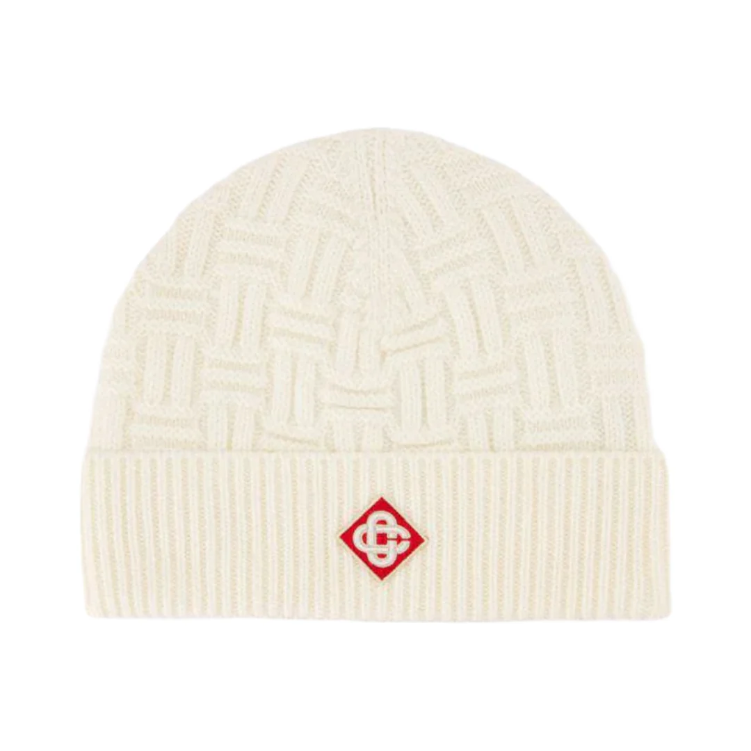 COLUMN STITCH BEANIE WHITE