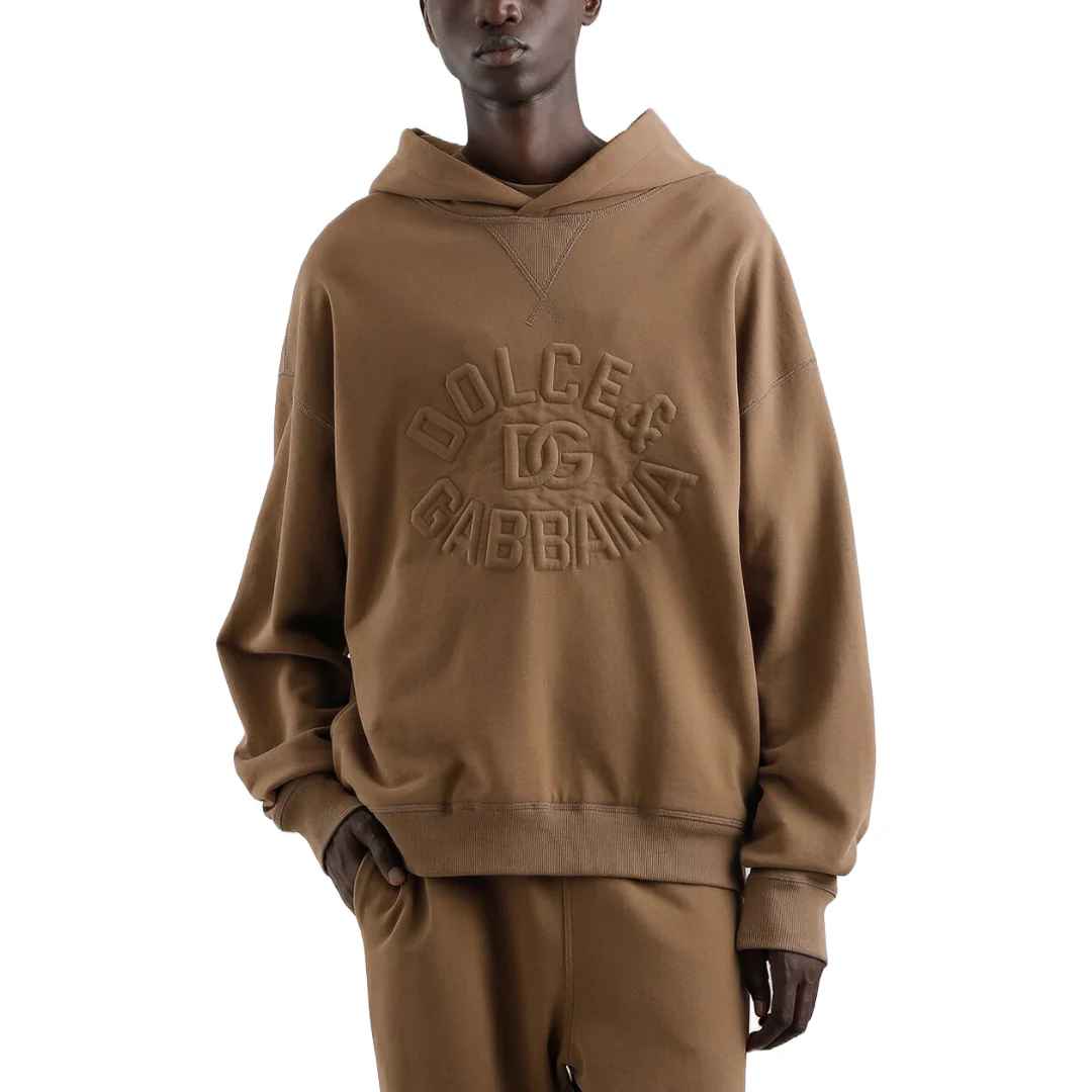 COTTON HODDIE WITH LOGO IN BROWN - Image 2