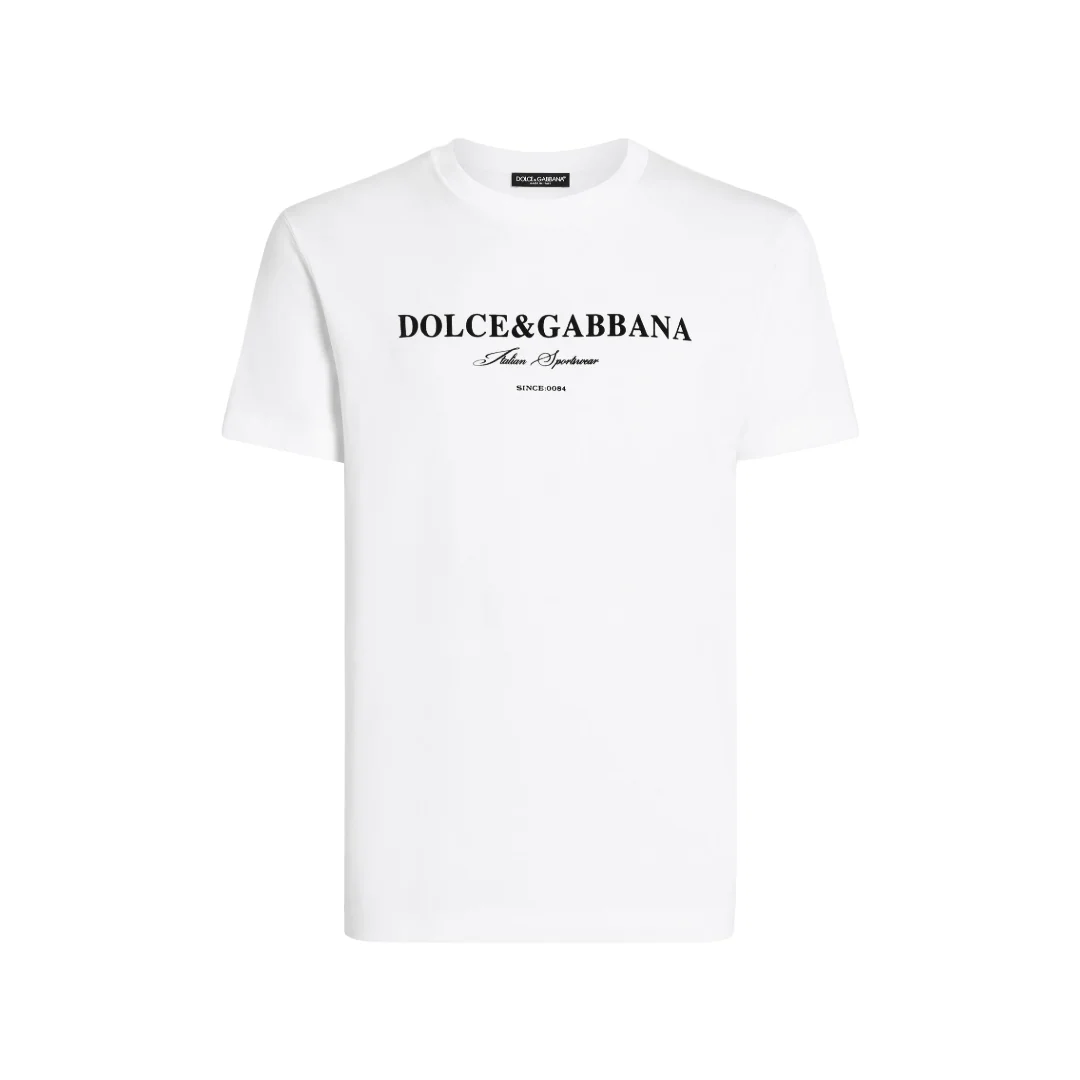 COTTON T-SHIRT WITH PRINT IN WHITE