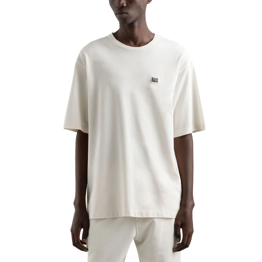 COTTON T-SHIRT WITH TAG IN CREAM - Image 2