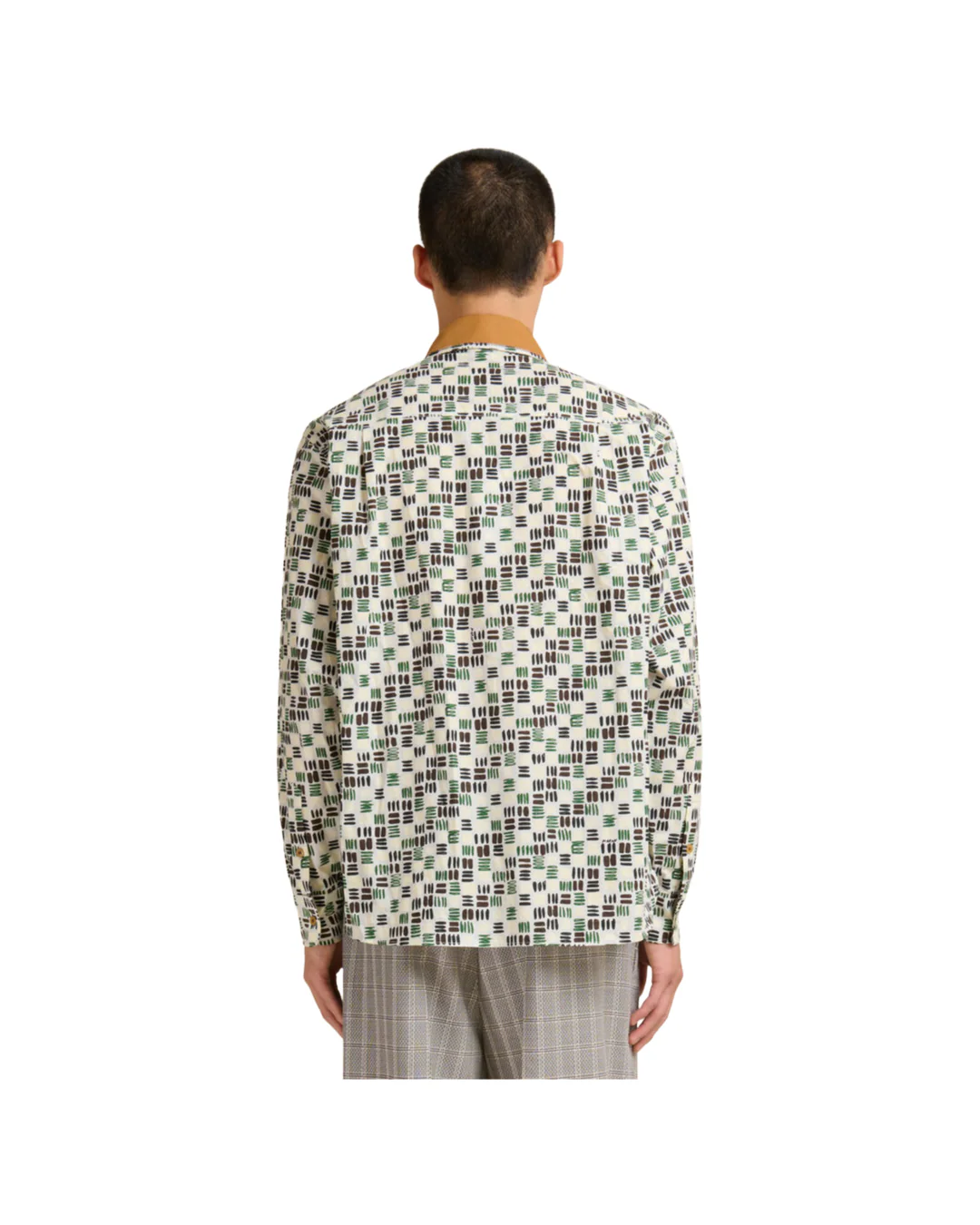 CREAM POPLIN SHIRT WITH GREEN RYTHMS PRINT - Image 2