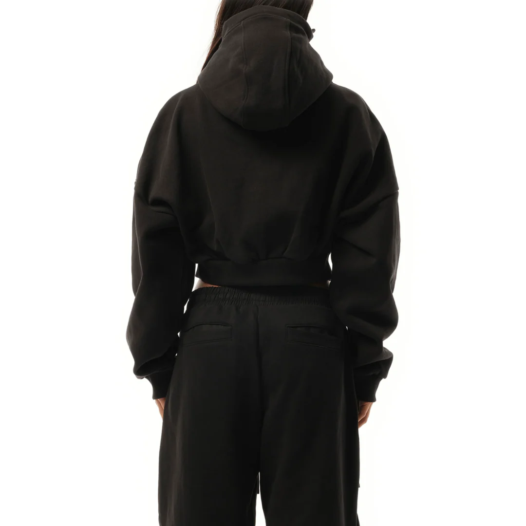 CROPPED FULL ZIP HOODIE IN SOOT - Image 3