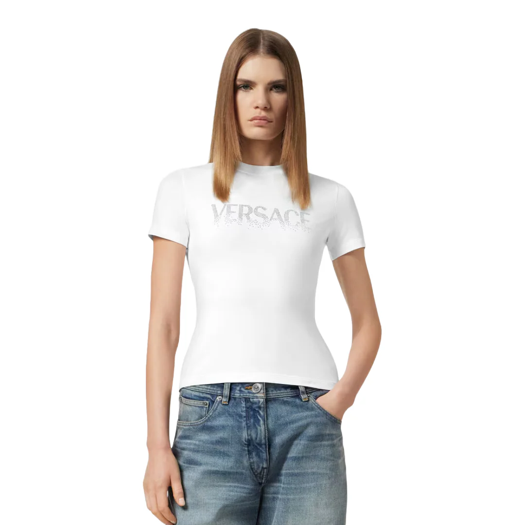CRYSTAL LOGO FITTED T-SHIRT WHITE - Image 2