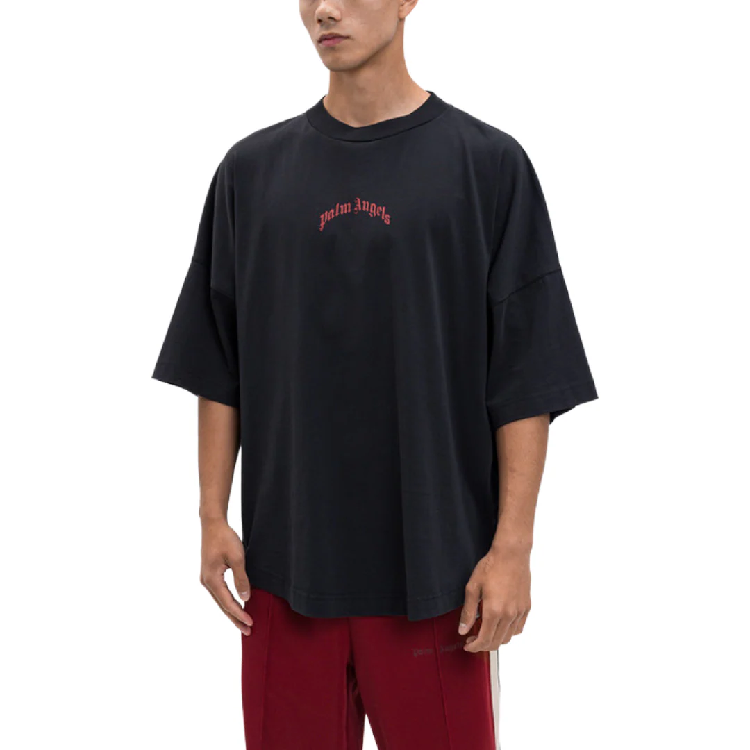 CURVED LOGO TEE BLACK/RED - Image 2