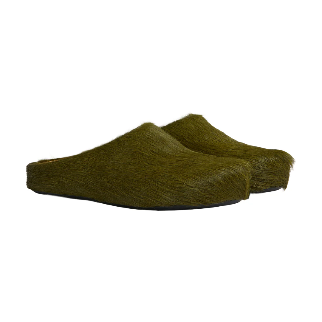 DEEP GREEN LONG HAIR CALFSKIN FUSSBETT SABOT - Image 2