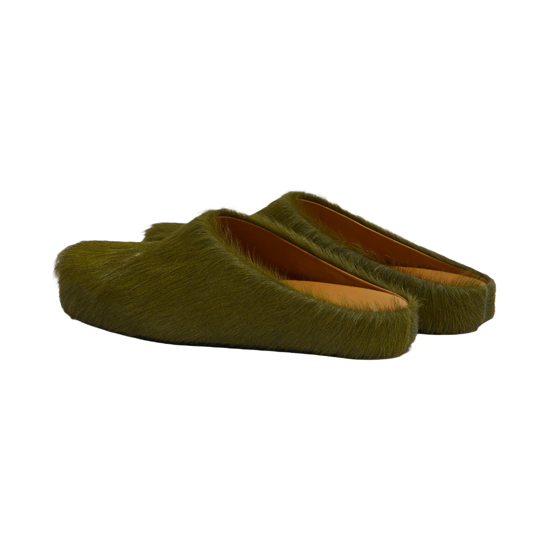 DEEP GREEN LONG HAIR CALFSKIN FUSSBETT SABOT - Image 3