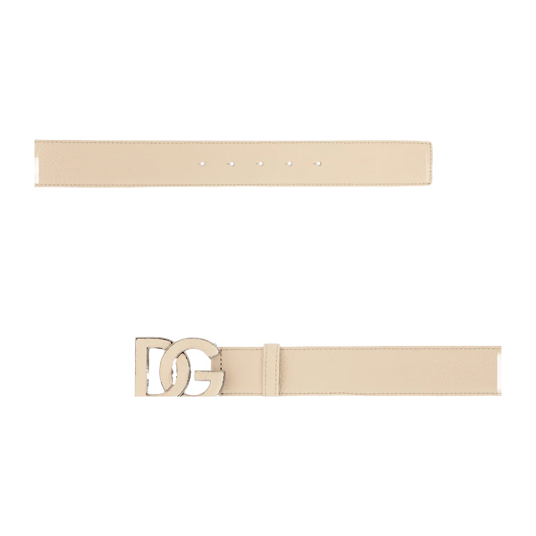 DEERSKIN-PRINT CALFSKIN BELT WITH LOGO PRINT BEIGE - Image 2
