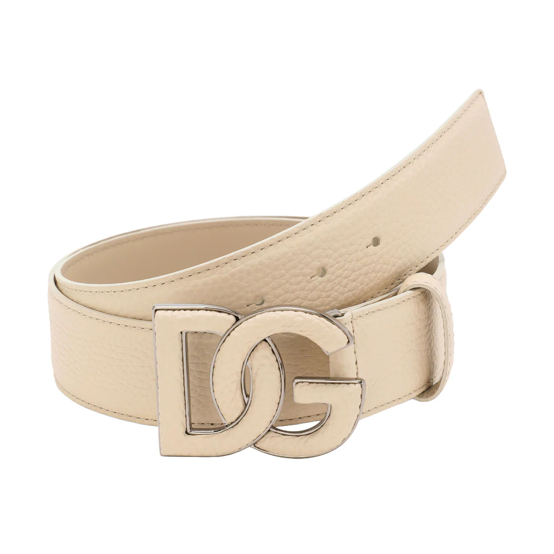 DEERSKIN-PRINT CALFSKIN BELT WITH LOGO PRINT BEIGE - Image 3