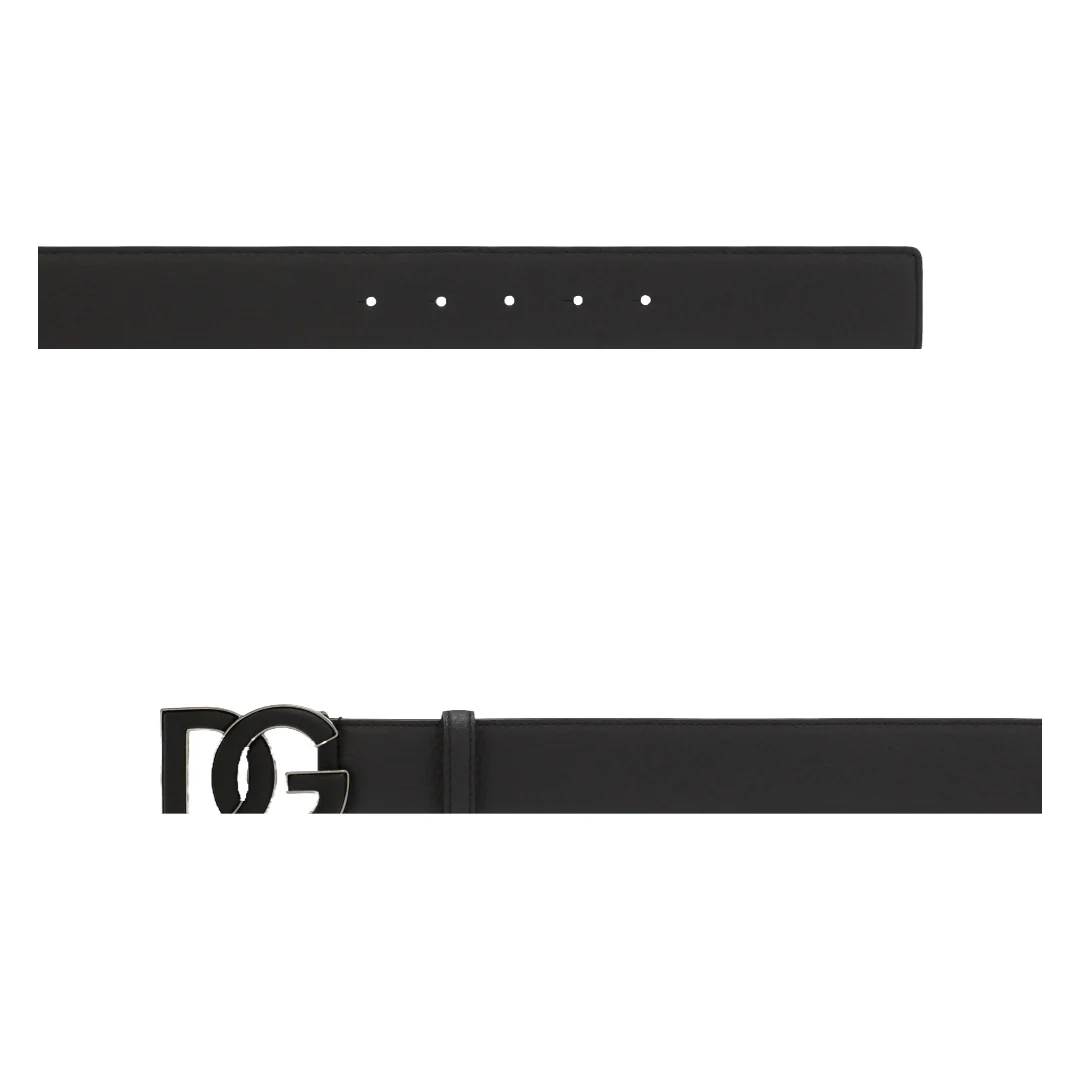 DEERSKIN PRINT CALFSKIN BELT WITH LOGO PRINT BLACK/BLACK - Image 2