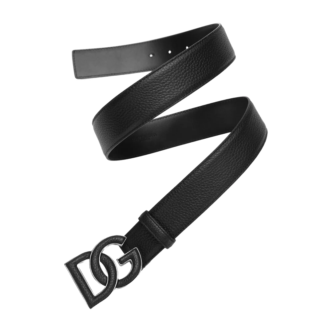 DEERSKIN PRINT CALFSKIN BELT WITH LOGO PRINT BLACK/BLACK - Image 3