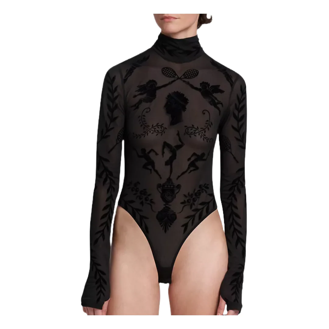 DEVORE VELOUR BODYSUIT BLACK - Image 2