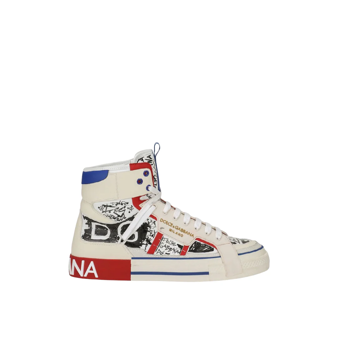 DOLCE & GABBANA 2.0 HIGH-TOP SNEAKERS WITH GRAFFITI PRINT - Image 4