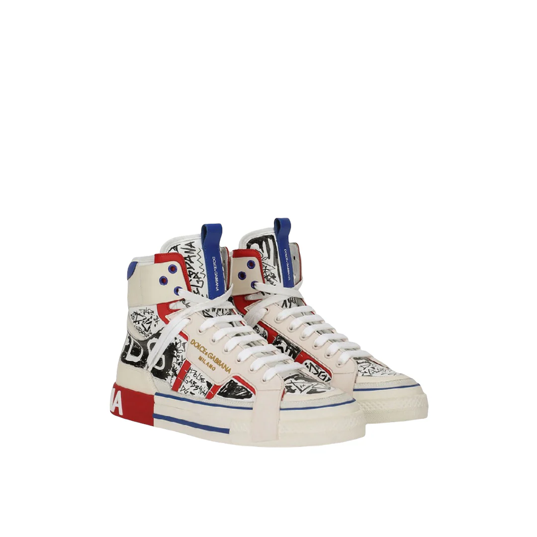 DOLCE & GABBANA 2.0 HIGH-TOP SNEAKERS WITH GRAFFITI PRINT - Image 5