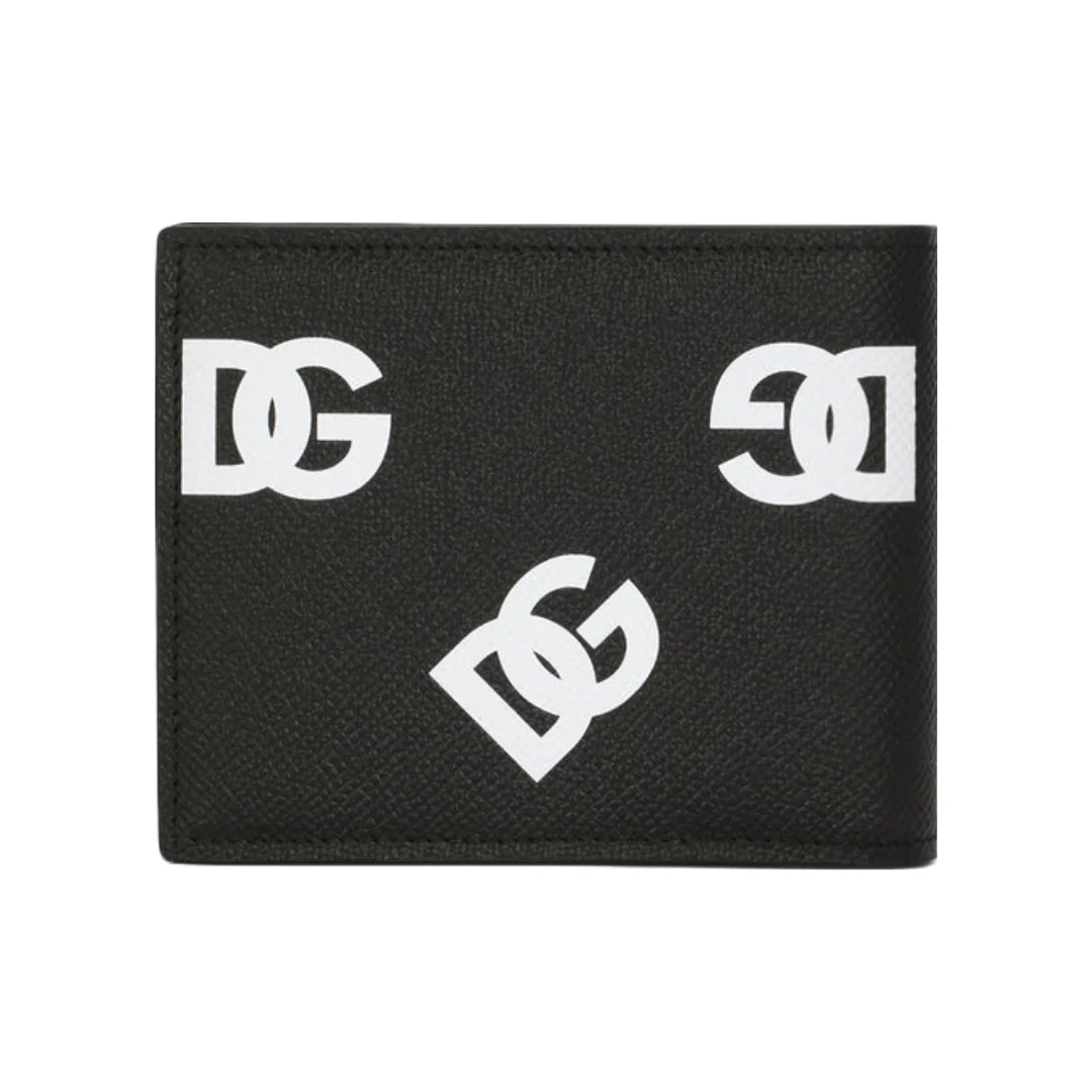 DOLCE & GABBANA BIFOLD WALLET WITH DG LOGO ALL OVER BLACK/WHITE - Image 2