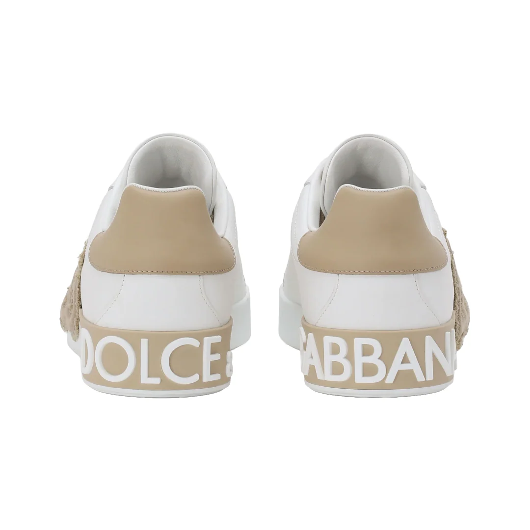 DOLCE & GABBANA CALFSKIN PORTOFINO SNEAKERS WHITE/BEIGE - Image 3