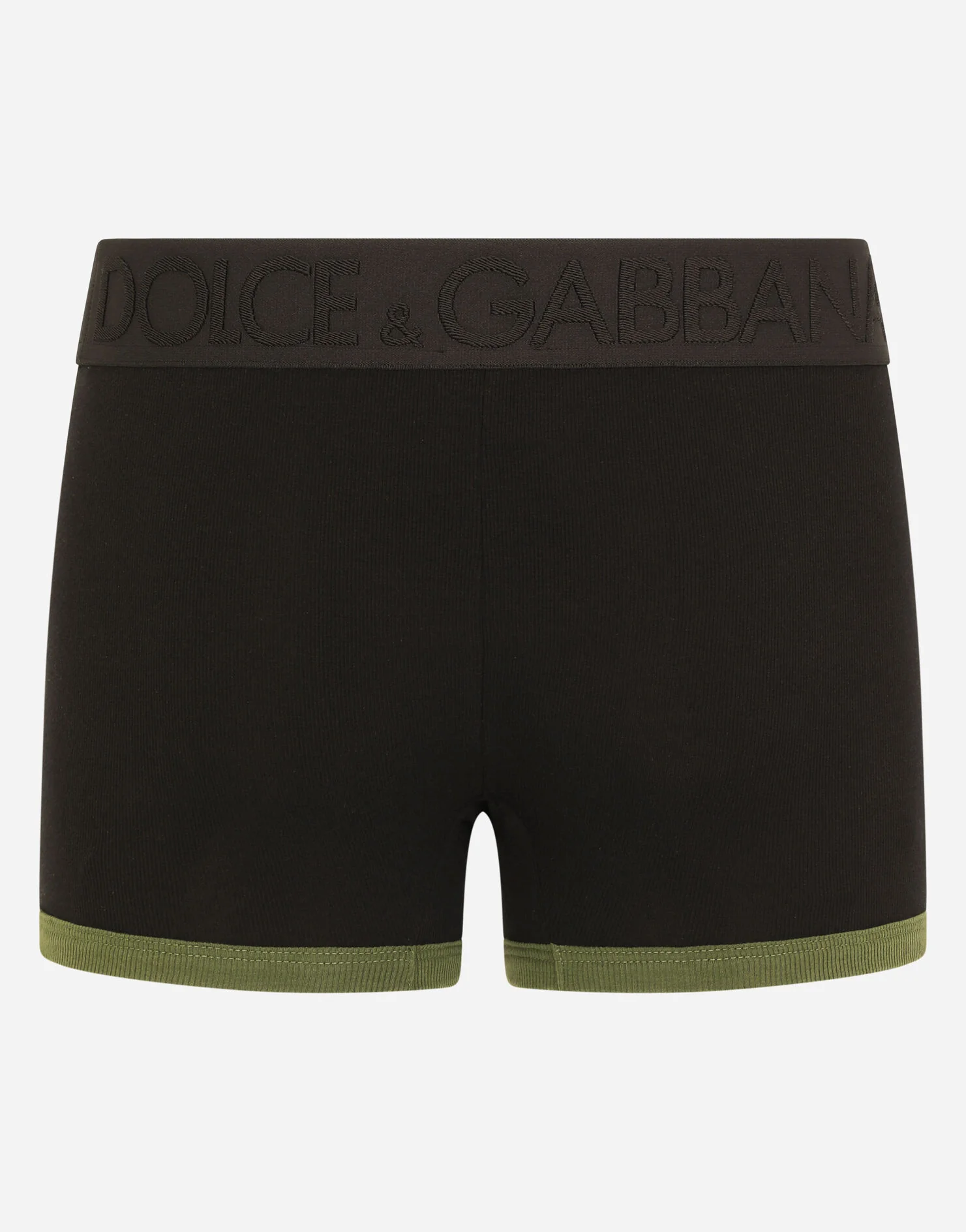DOLCE & GABBANA FINE-RIB STRETCH BOXER BLACK-GREEN - Image 2