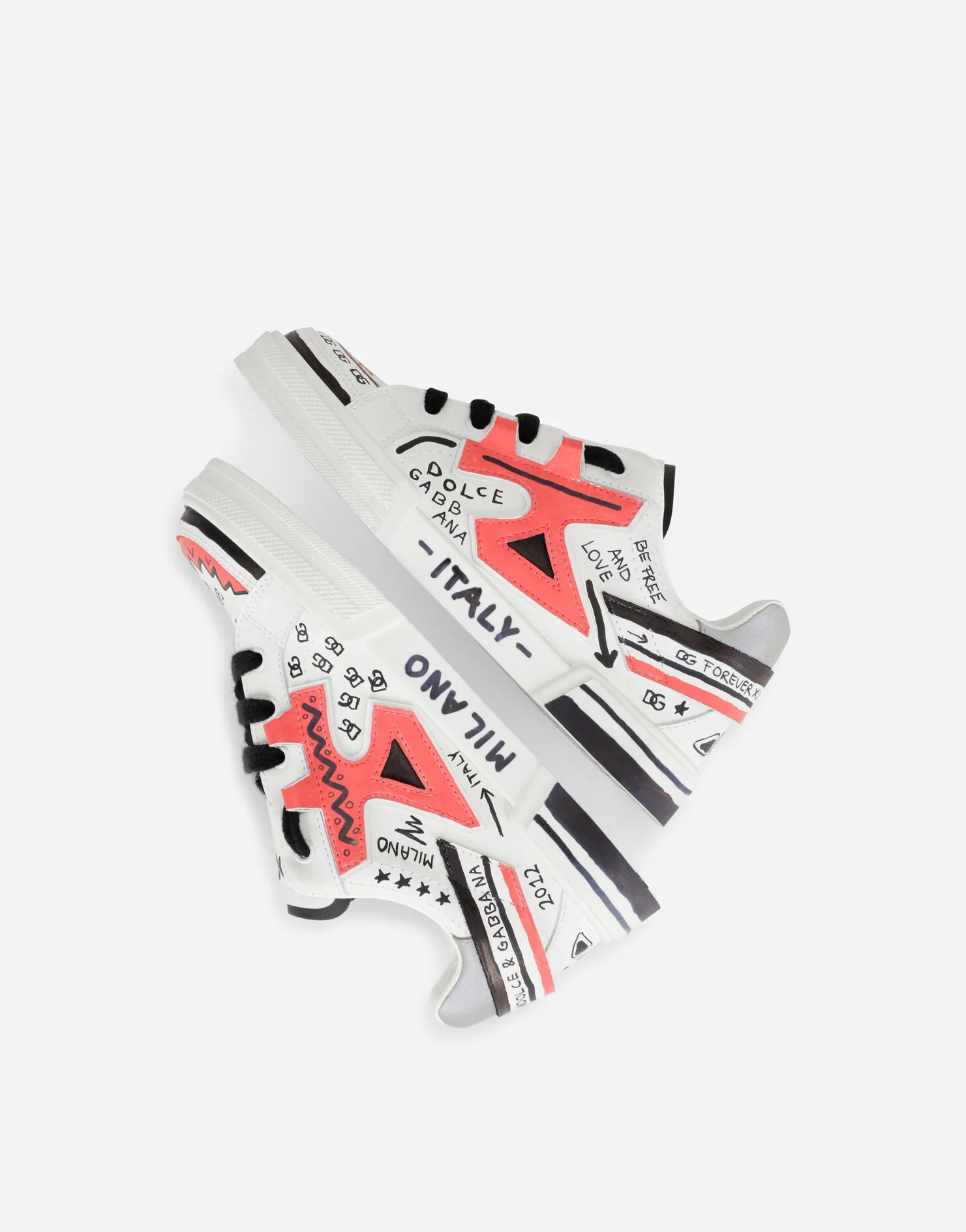 DOLCE & GABBANA KIDS PRINTED PORTOFINO SNEAKER WHITE MULTICOLOR - Image 3