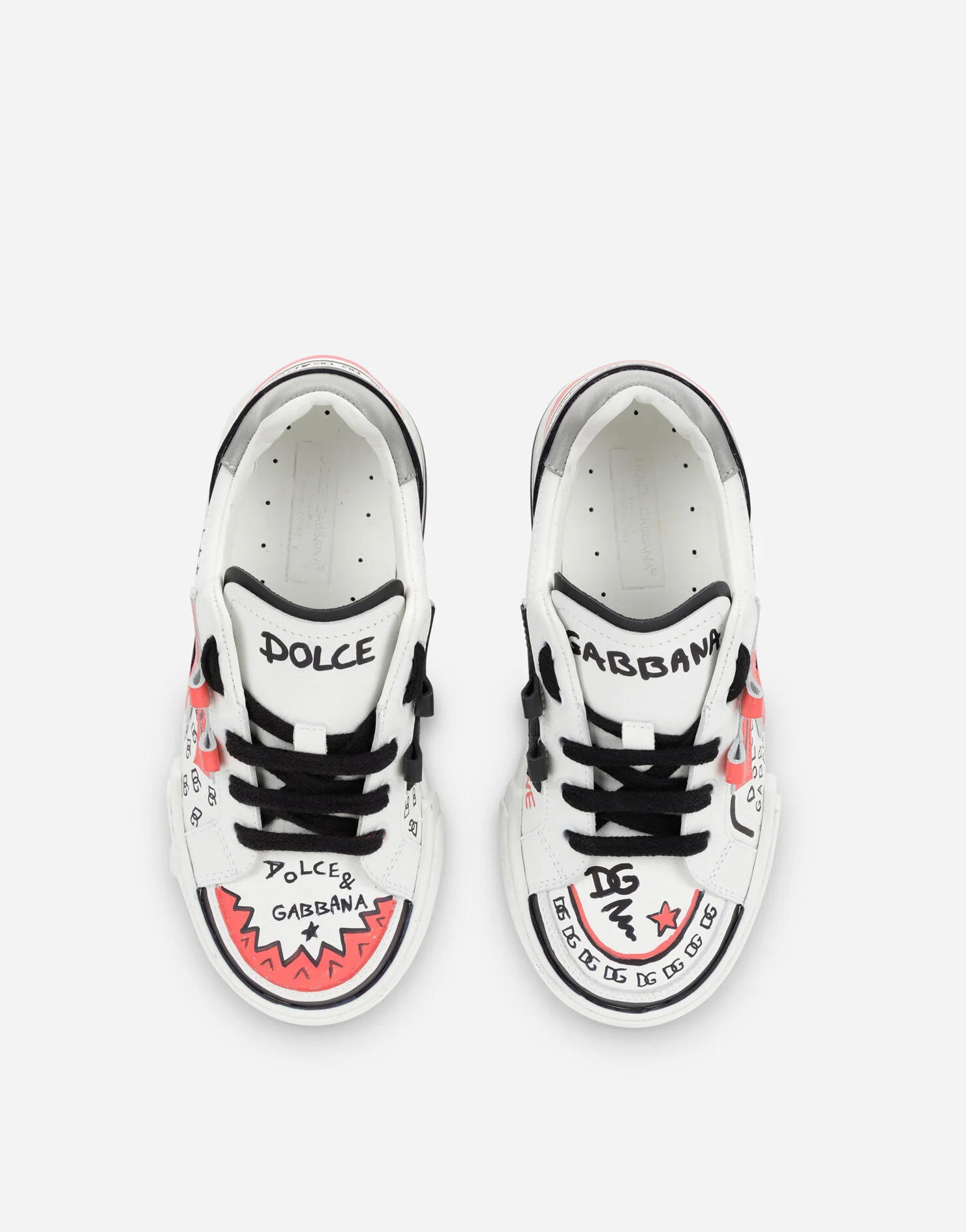 DOLCE & GABBANA KIDS PRINTED PORTOFINO SNEAKER WHITE MULTICOLOR - Image 4