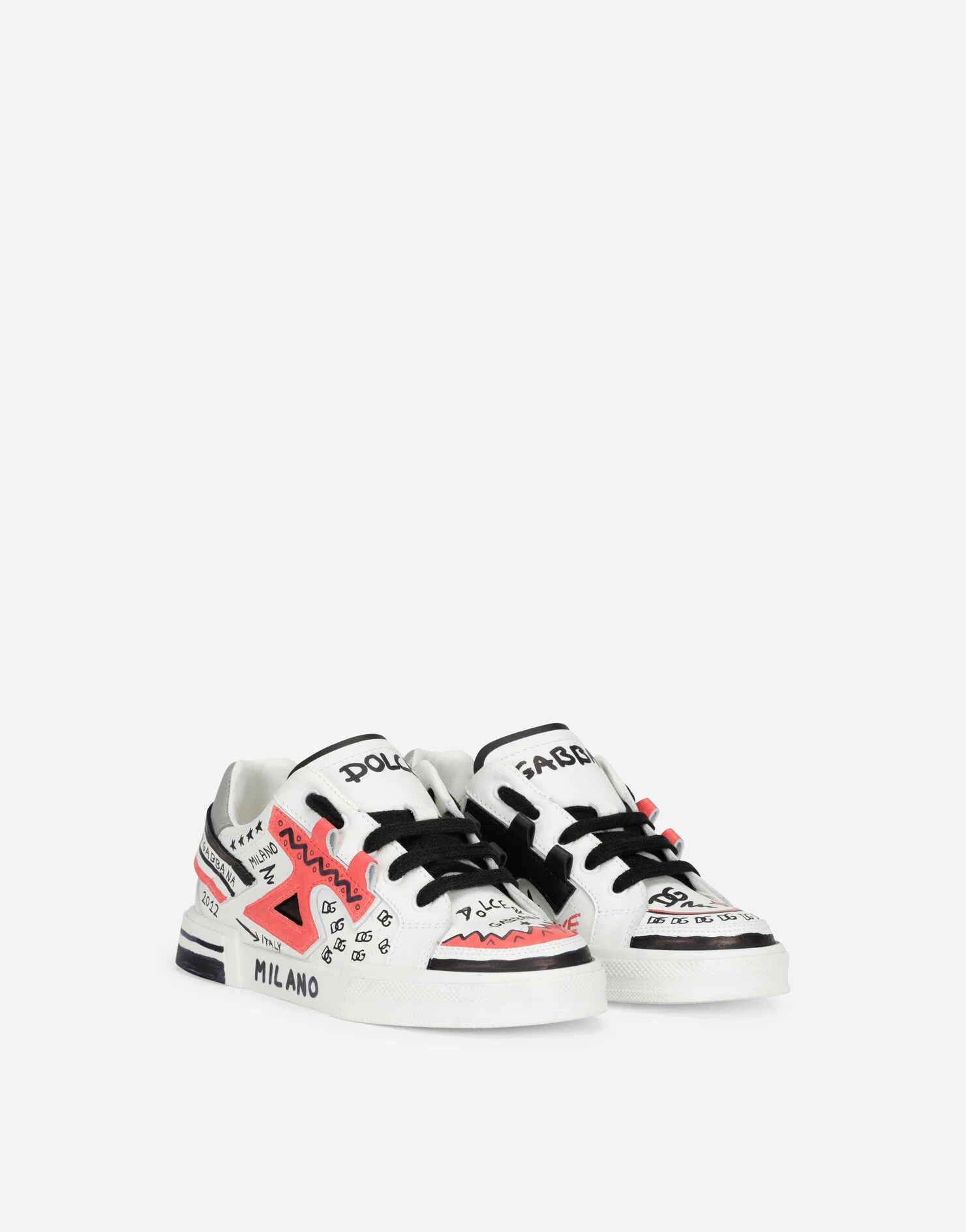 DOLCE & GABBANA KIDS PRINTED PORTOFINO SNEAKER WHITE MULTICOLOR - Image 6